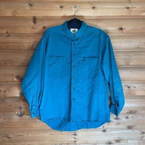 Field Gear Vintage Casual Button Down, Large, Teal